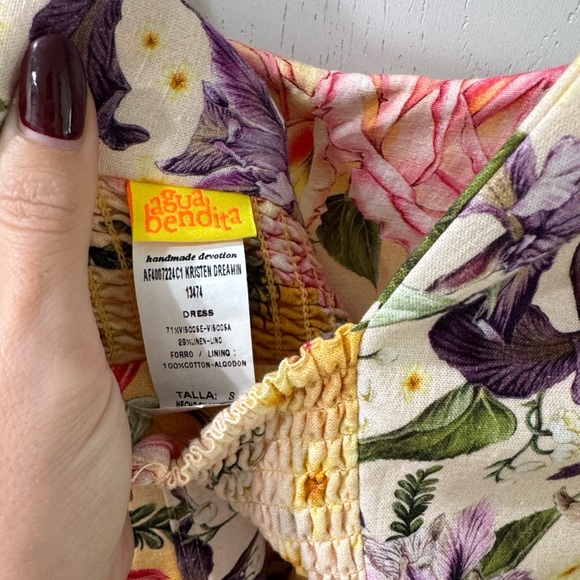 Agua Bendita Floral Yellow and Purple Mini Dress - Picture 6 of 6
